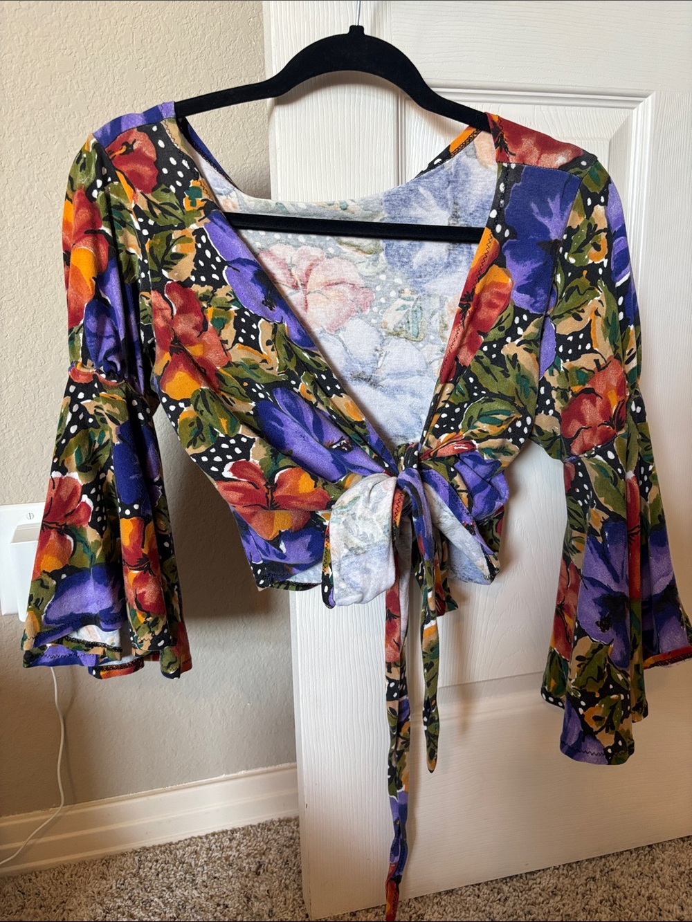 Vintage Floral Tie-Front Women’s Crop Top